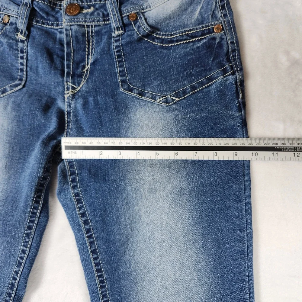 WallFlower Bootcut Jeans Women Size 11 Blue Excellent Contrast Stitching‎ Y2K